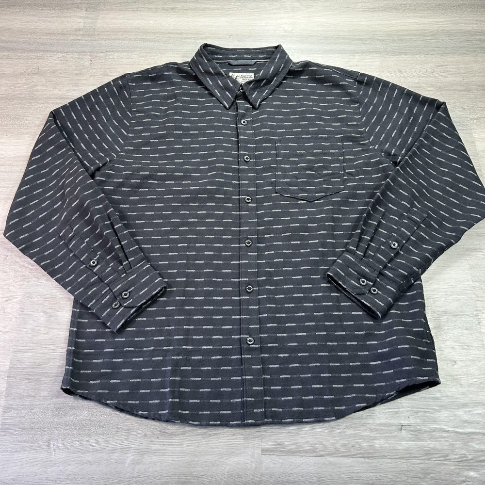 Marmot Mountain Works Shirt‎ Mens XL Gray Striped Long Sleeve Flannel Button Up